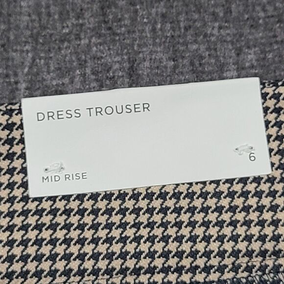 Loft Outlet Dress Trouser Pants Womens 6 Black White Houndstooth Mid Rise Career - Picture 6 of 10